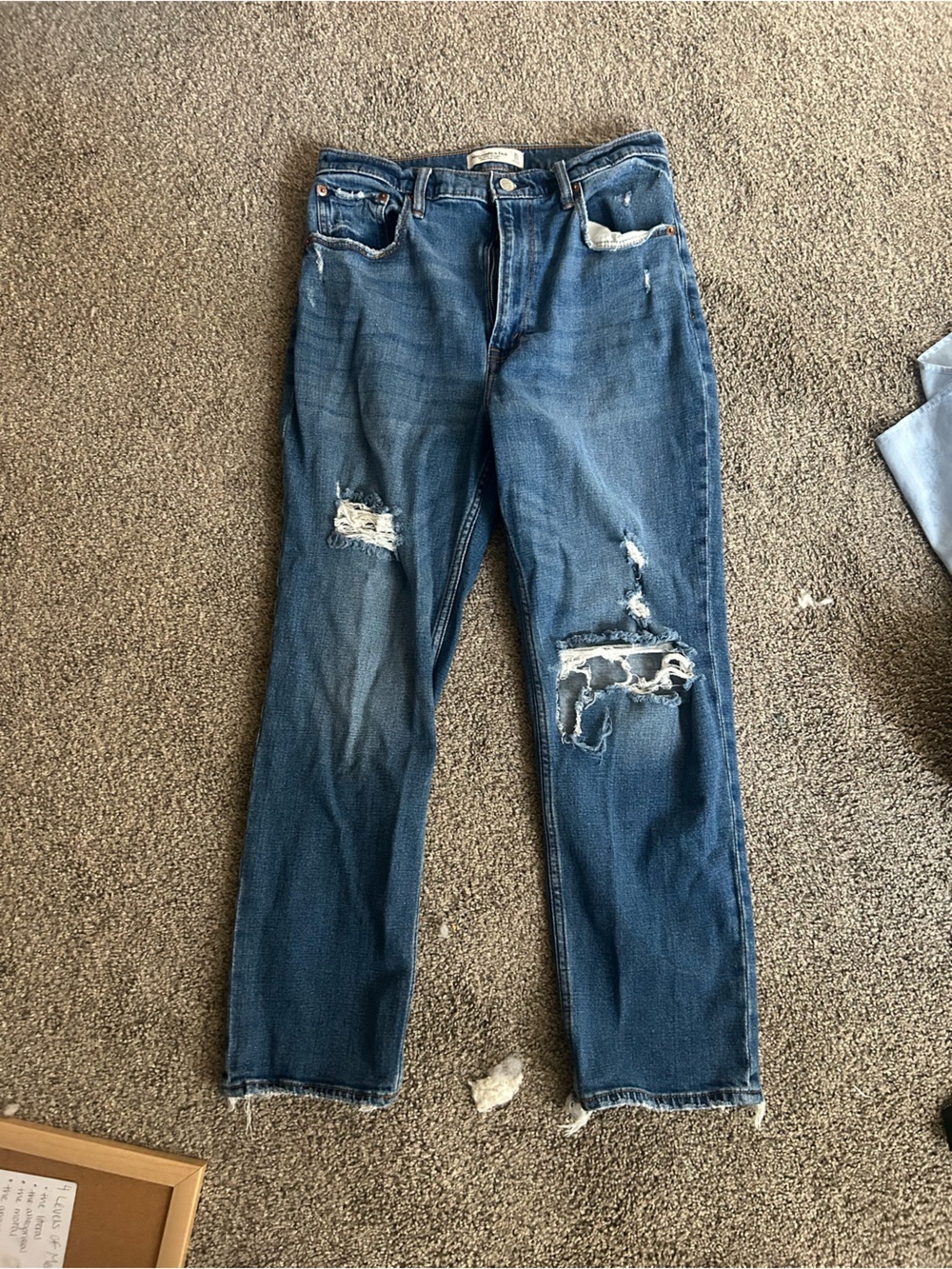 Abercrombie & Fitch Men's Distressed Blue Skinny Jeans